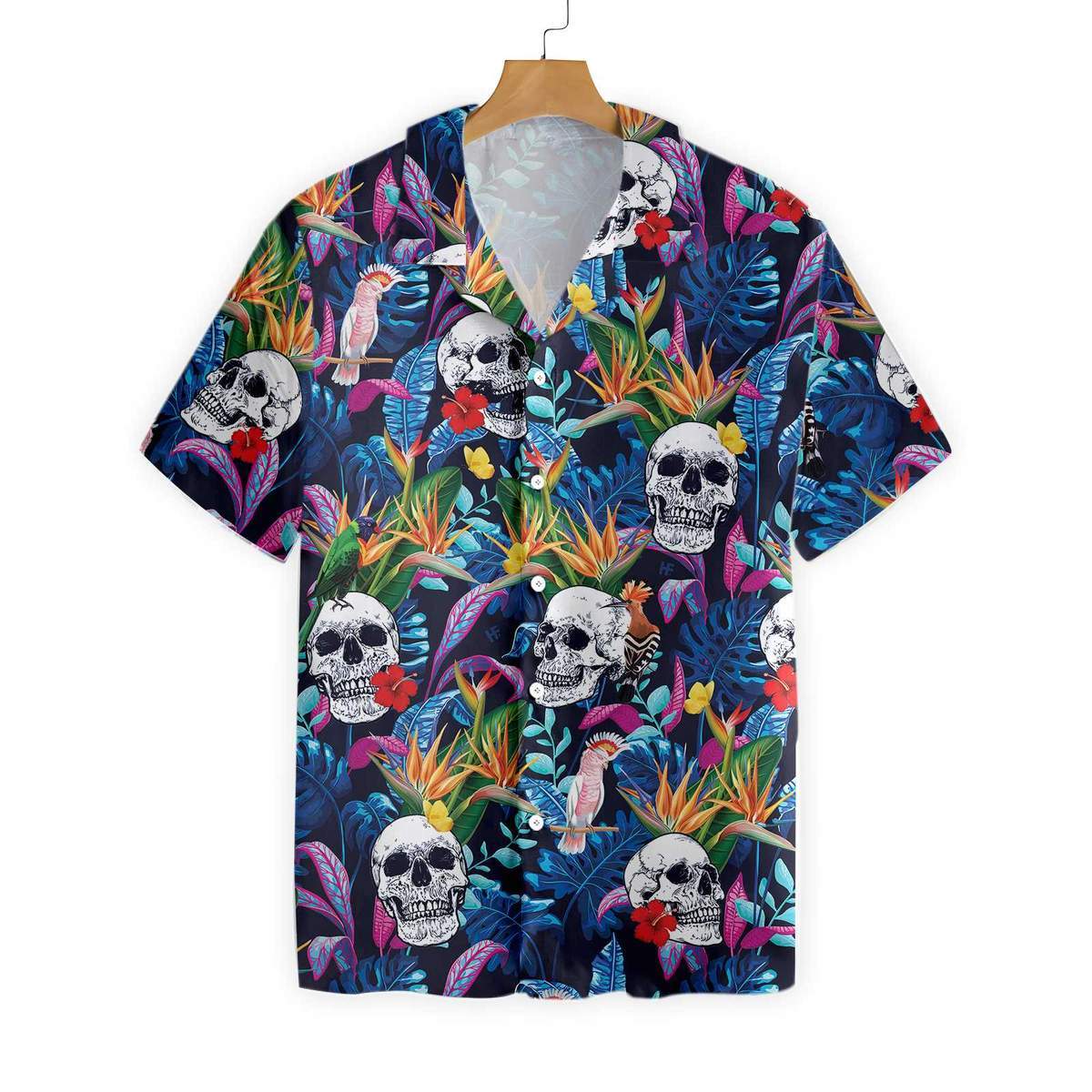 Colorful Tropical Forest And Skull Hawaiian Shirt-1