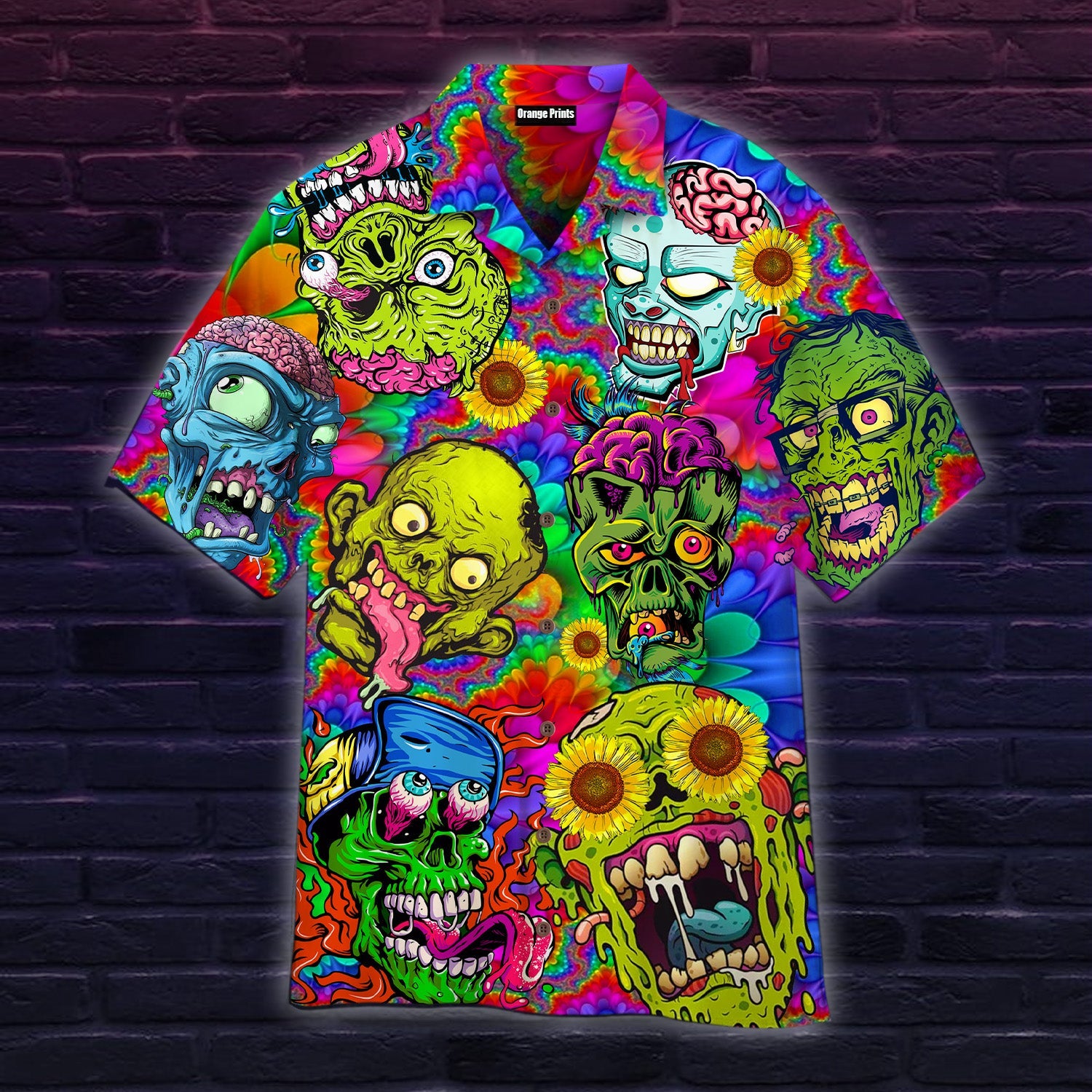 Colorful Zombie Skull Hippie Hawaiian Shirt For Men Women Adult