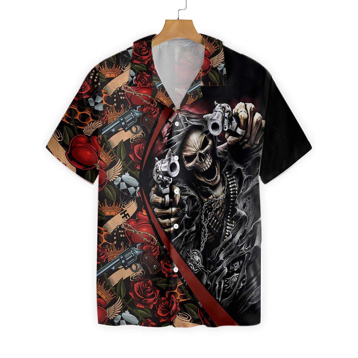 Cool Gun Skull Hawaiian Shirt-1