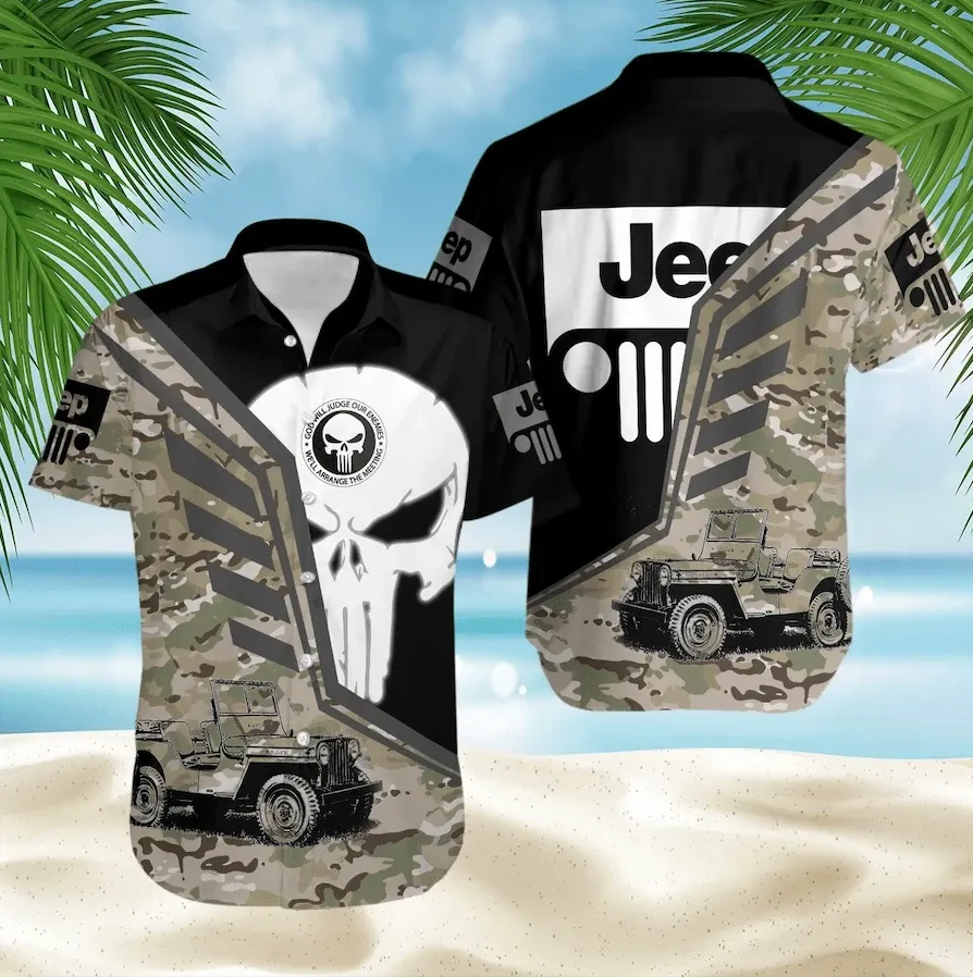 Cool Jeep Skull Camo Pattern Unisex Hawaiian Shirts