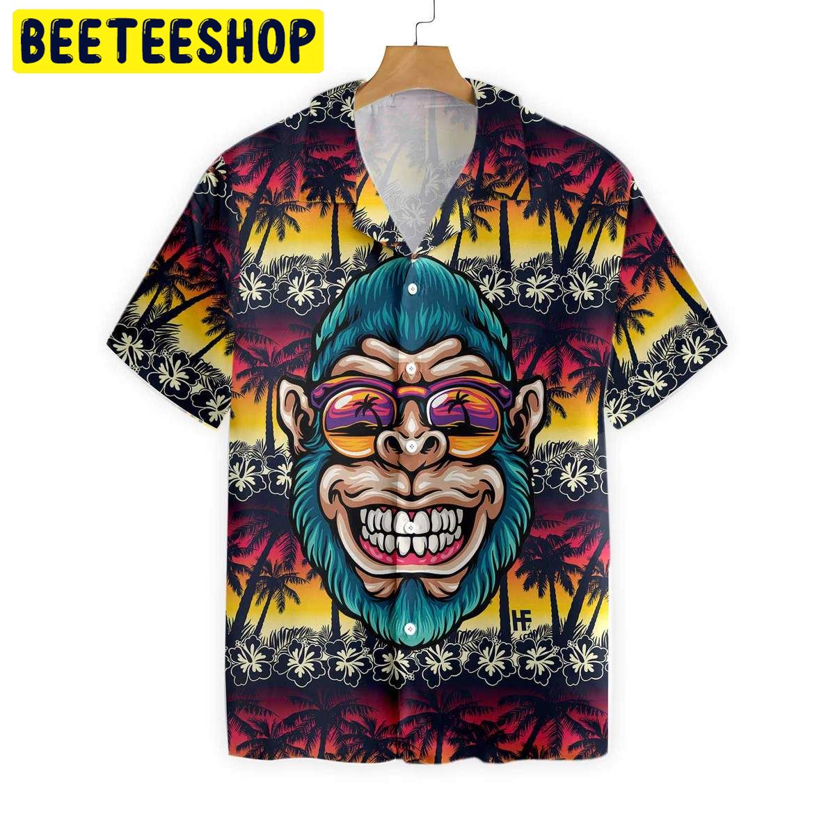 Cool Monkey Head In Paradise Trending Hawaiian Shirt-1