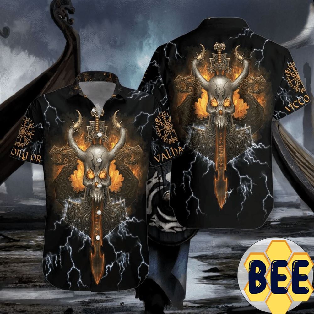 Cool Viking Skull Hawaiian Shirt-1