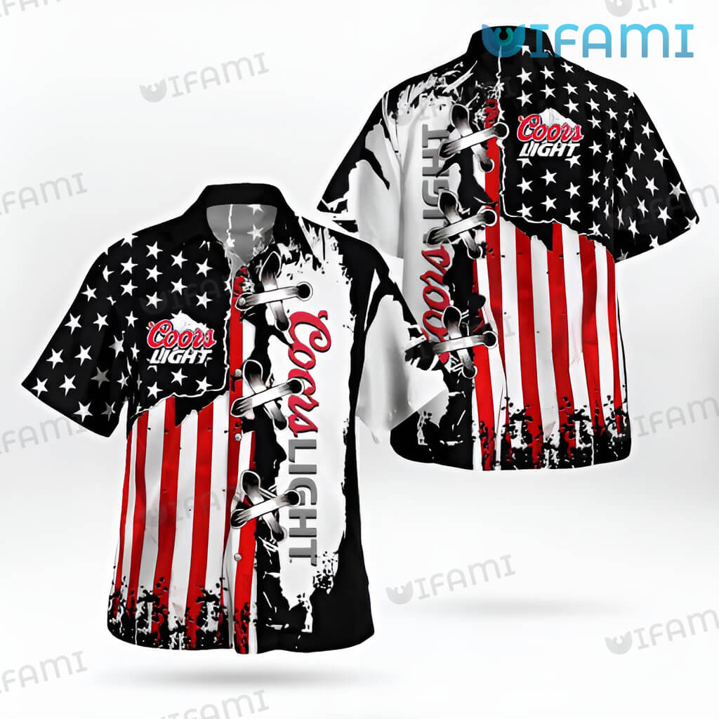 Coors Light Hawaiian Shirt Usa Flag Beer Lovers Gift