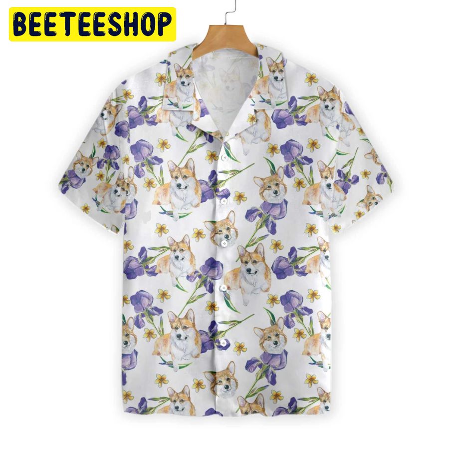 Corgi And Flowers Trending Hawaiian Shirt-1