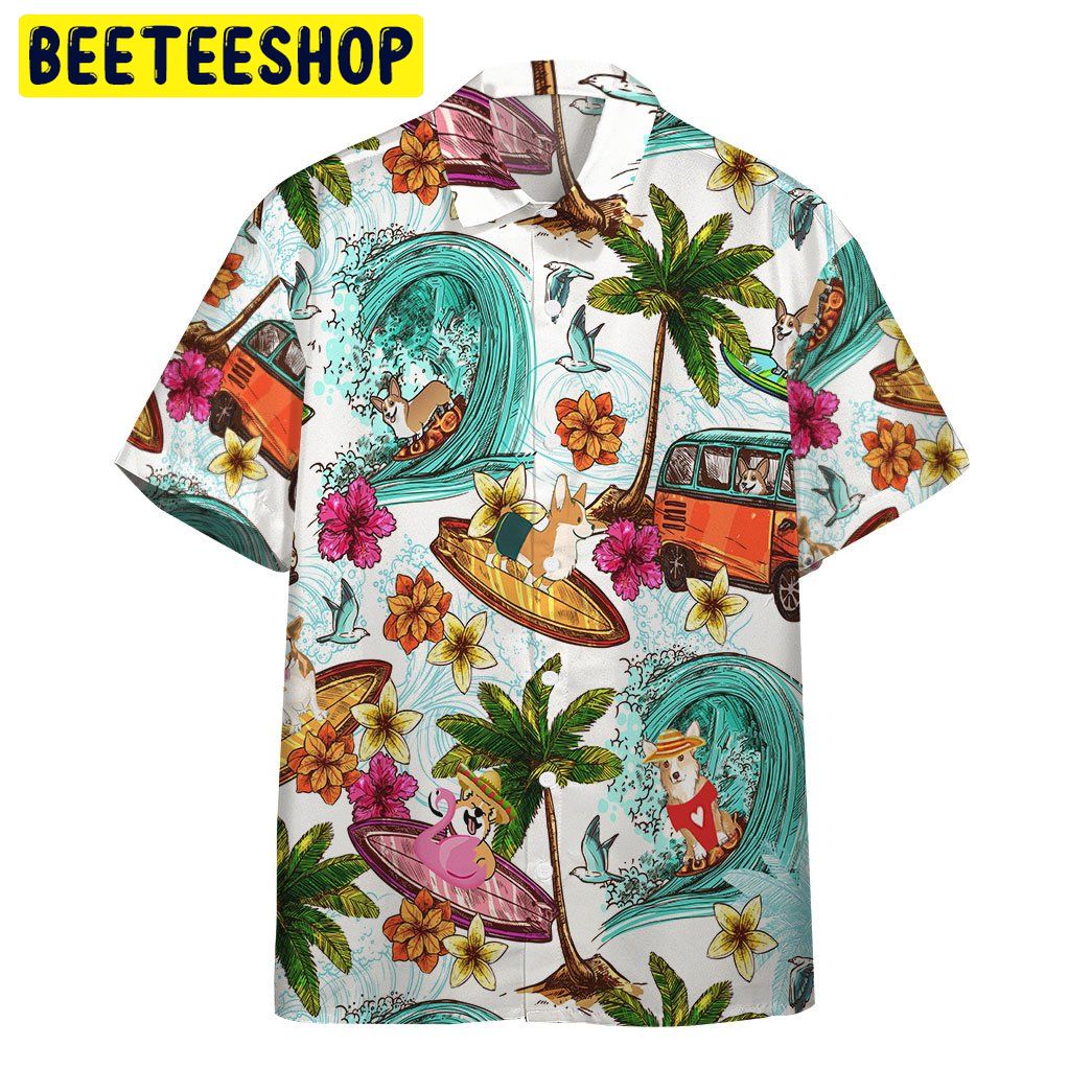 Corgi Dog 3d All Over Printed Trending Hawaiian Shirt-1