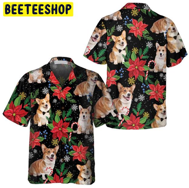 Corgi With Christmas Plants Trending Hawaiian Shirt-1