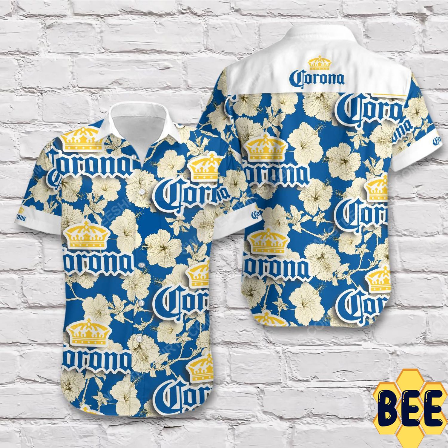 Corona Beer Blue Gold Tropical Summer Trending Hawaiian Shirt-1