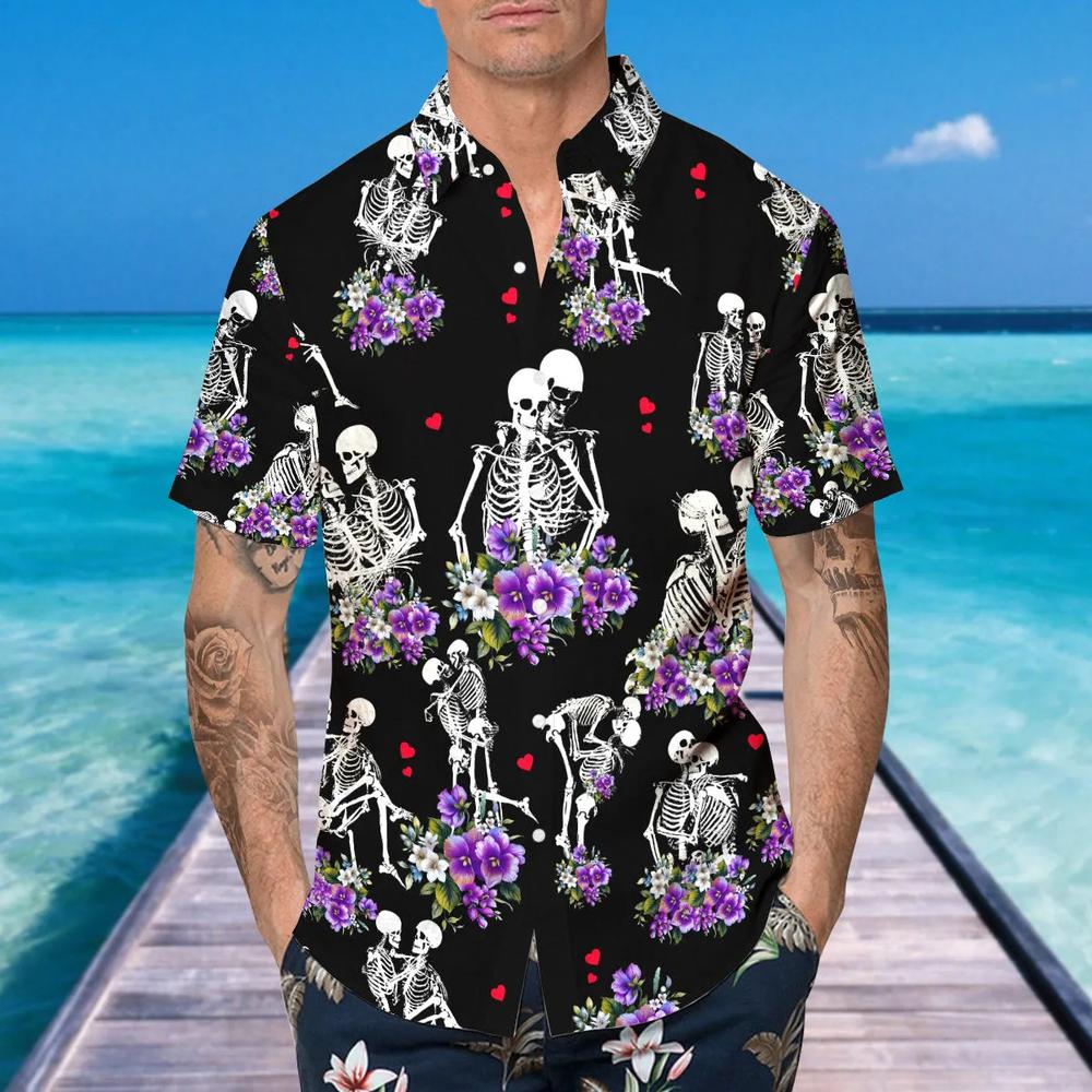 Couple Love Skull Hawaiian Shirt