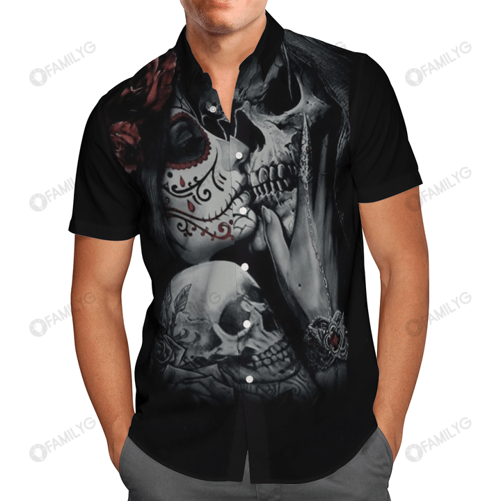 Couple Skull Art – Skull Unisex Hawaiian Shirt Summer Hawaiian For Men Women Couple