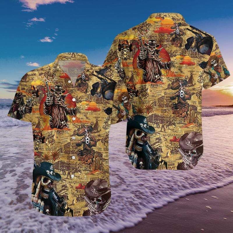 Cover Your Body With Amazing Cowboy Skull Hawaiian Aloha Shirt