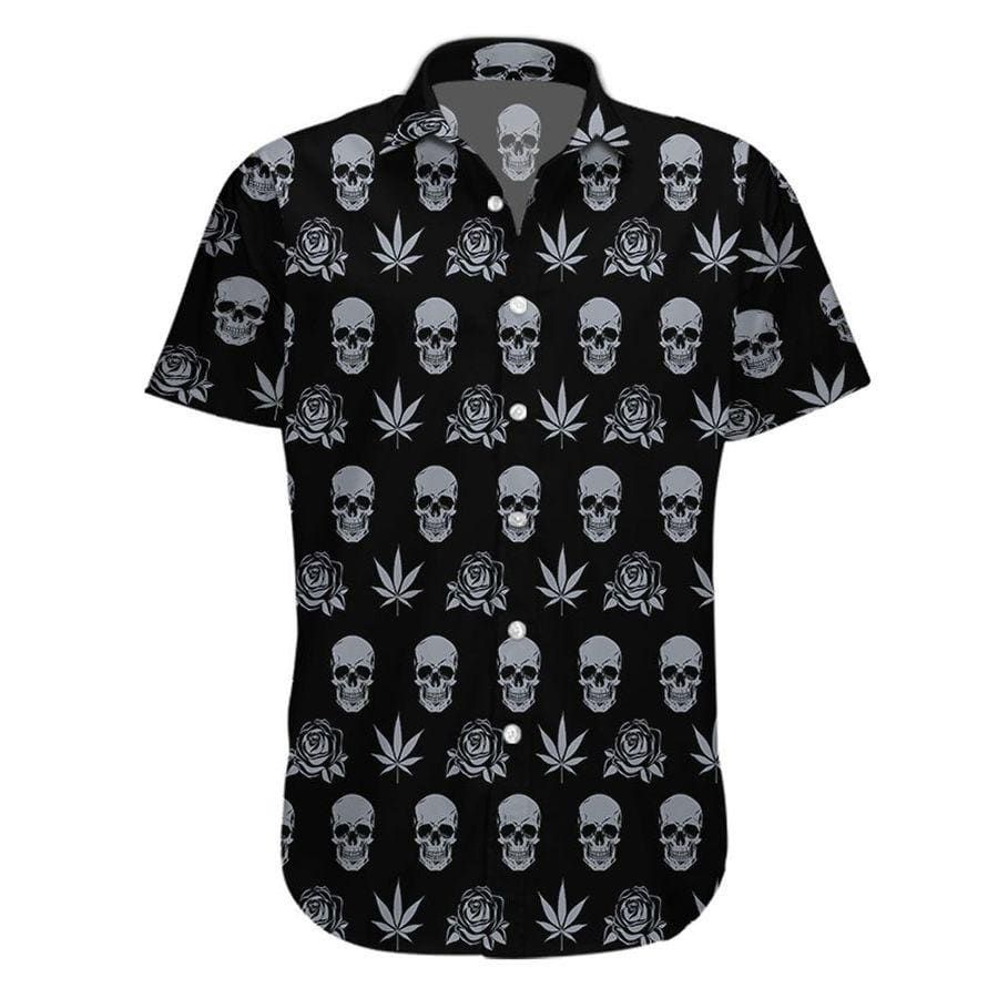 Cover Your Body With Amazing Hawaiian Aloha Shirts Black Weed Rose And Skull