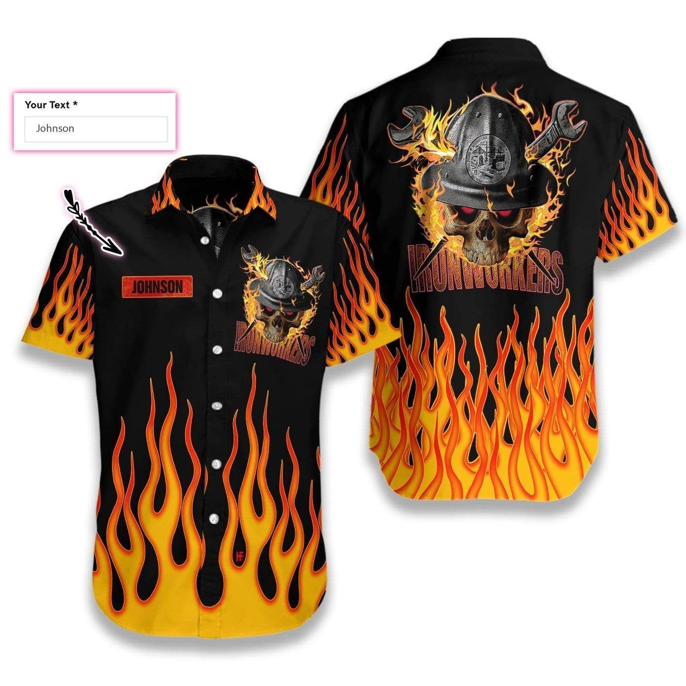 Cover Your Body With Amazing Ironworker Skull Fire Hawaiian Shirt