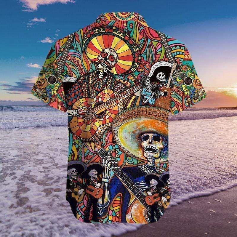 Cover Your Body With Amazing Lets Play A Guitar Skull Unisex Hawaiian Shirts