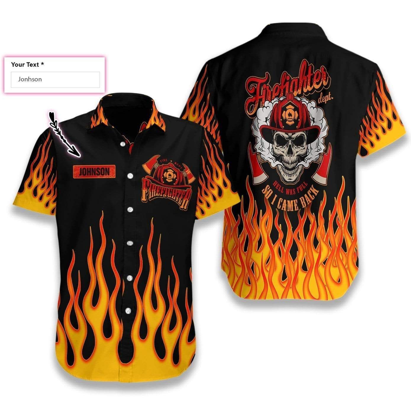 Cover Your Body With Amazing Personalized Skull Flame Firefighter Hawaiian Custom Name