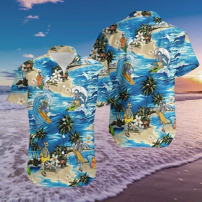 Cover Your Body With Amazing Skull Surfing Summer Hawaiian Shirt