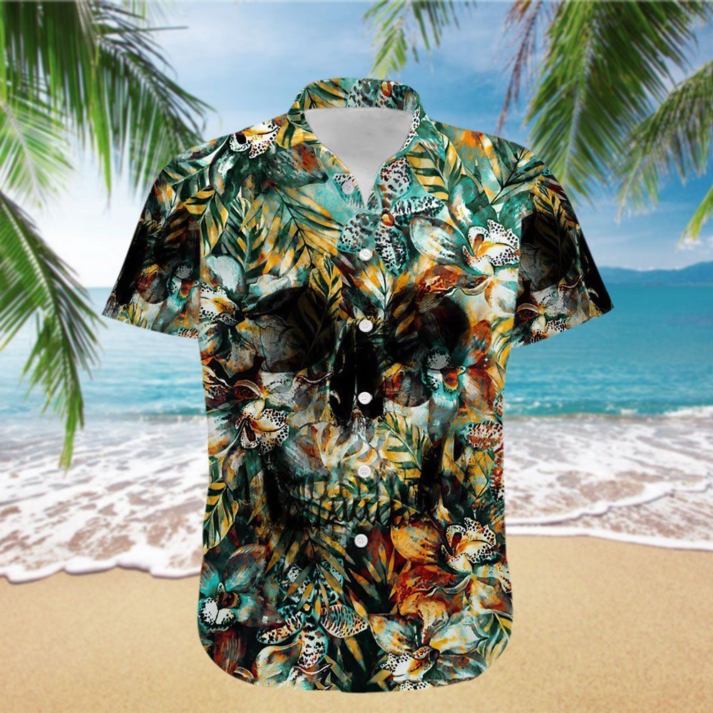 Cover Your Body With Amazing Skull Tropical Skull Hawaiian Shirt-1