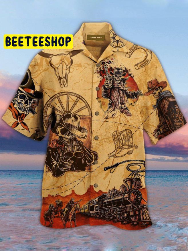 Cowboy Skull Combo Trending Hawaiian Shirt And Shorts-1