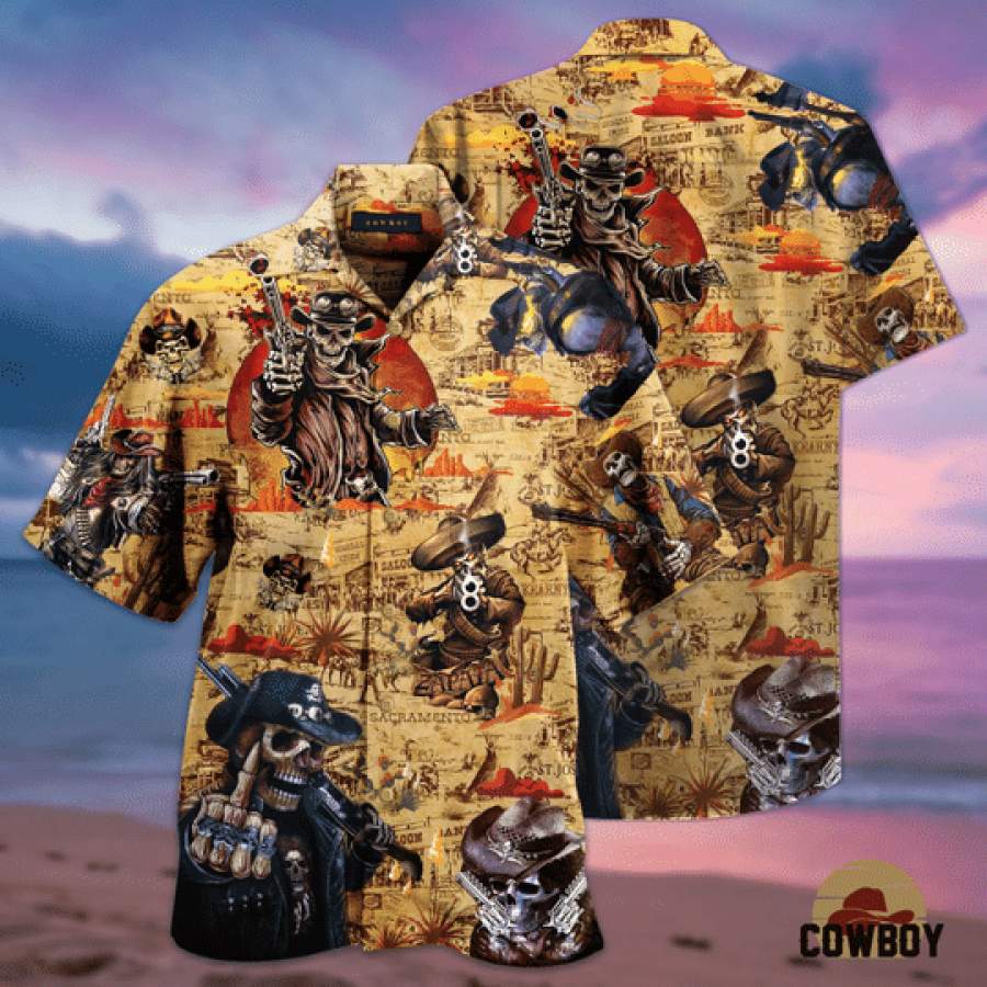 Cowboy Skull Hawaiian Aloha Shirts-1