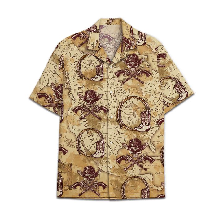 Cowboy Skull Hawaiian Shirt Pre10400-1