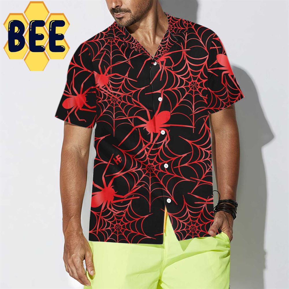 Creepy Spider Halloween Hawaiian Shirt-1