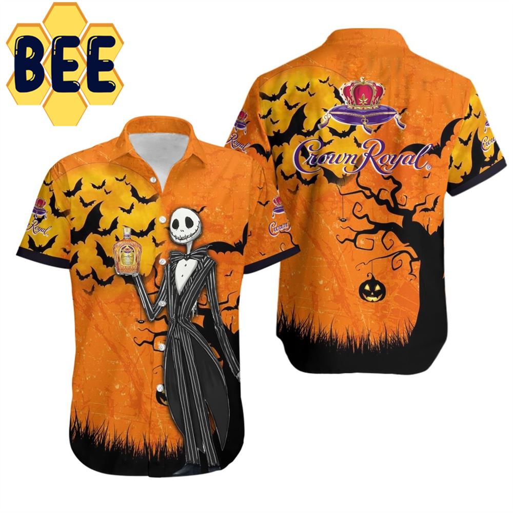 Crown Royal Wine Jack Skellington Halloween Hawaiian Shirt-1