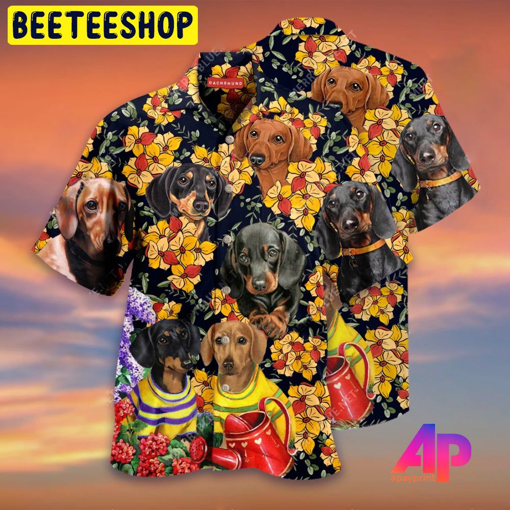 Dachshund Flower Trending Hawaiian Shirt-1