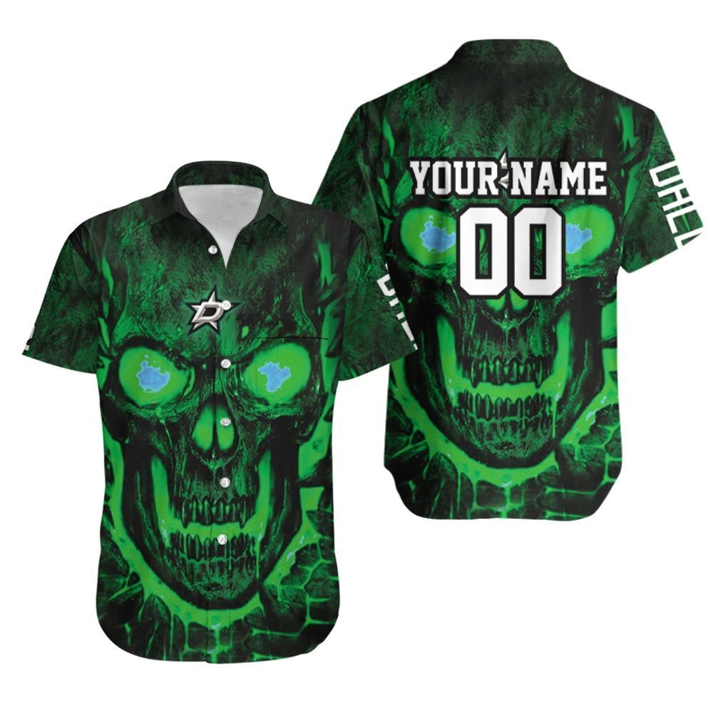 Dallas Stars Skull 3d Personalized Hawaiian Shirt-1