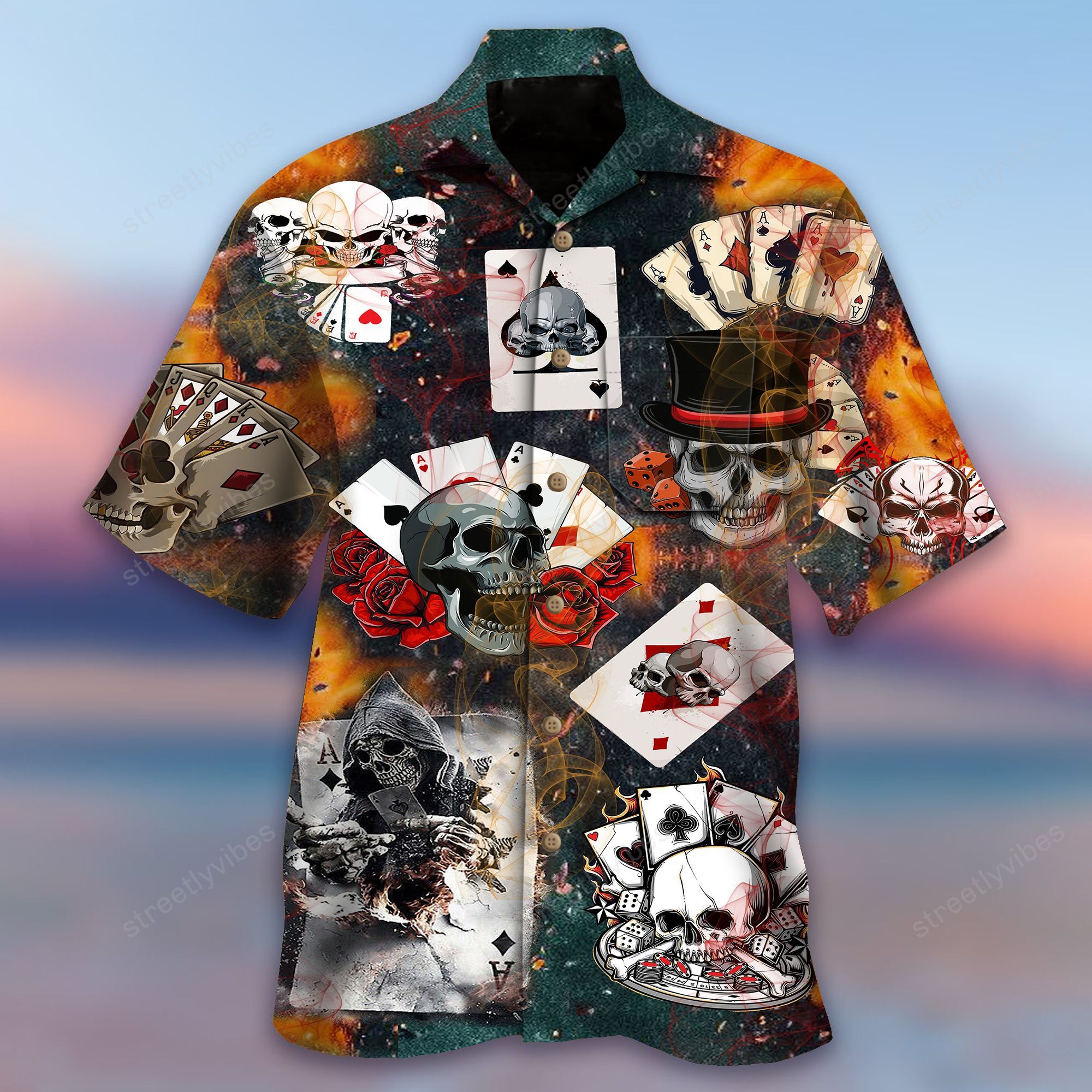 Dangerous Skull Poker Hawaiian Shirt