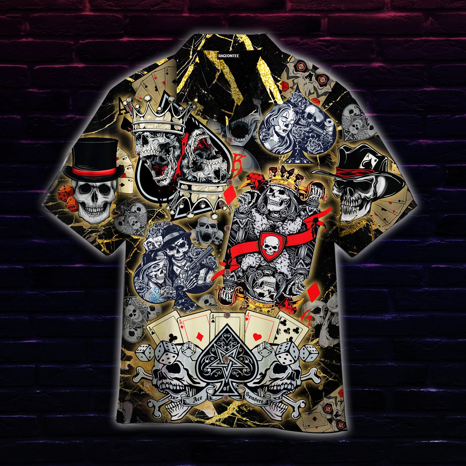 Dangerous Skull Poker Hawaiian Shirt Unisex Adult