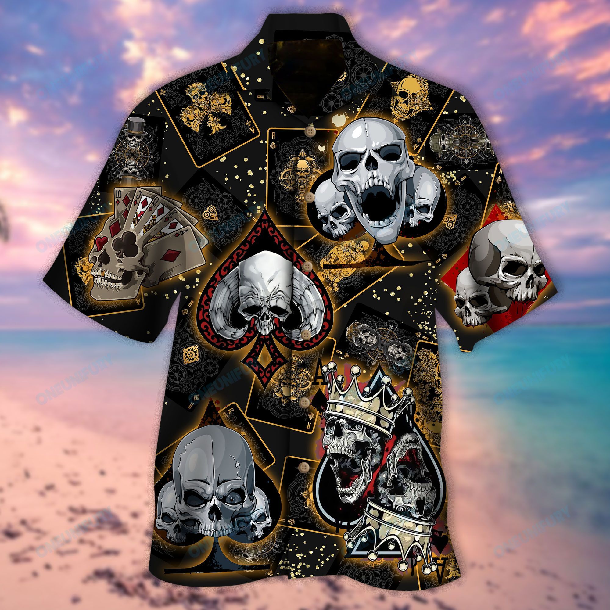 Dangerous Skull Poker Unisex Hawaiian Shirt