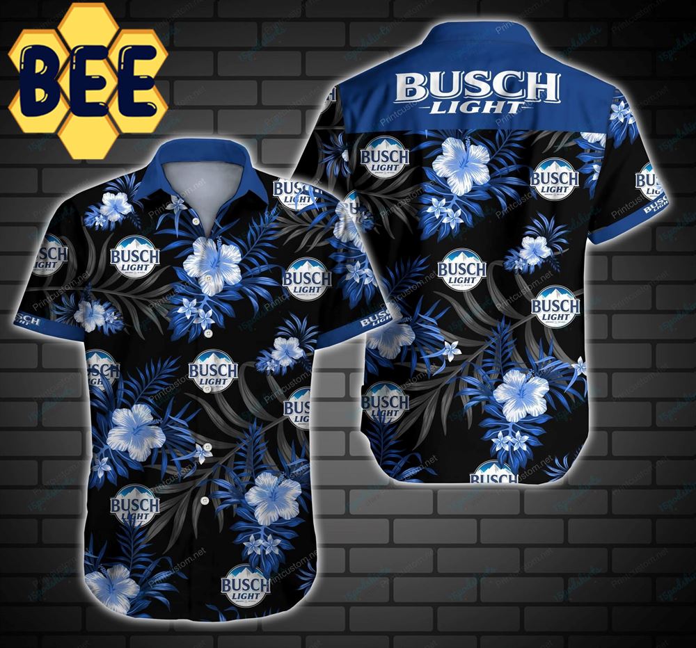 Dark Busch Light Beer Floral Hawaiian Shirt-1