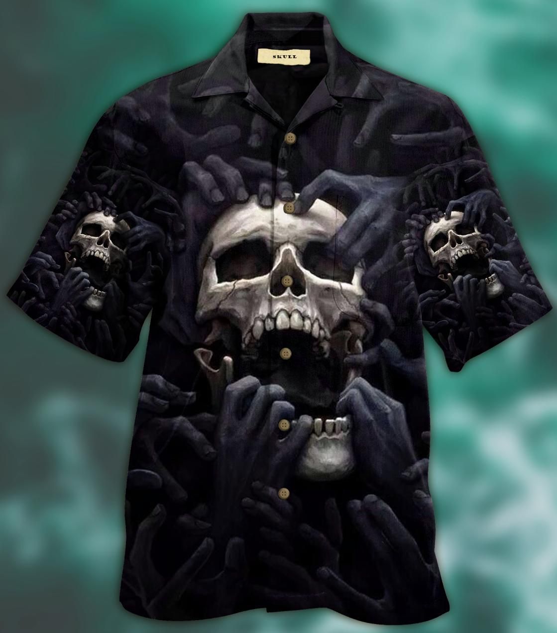 Dark Skull Hawaiian Shirt Colorful Short Sleeve Summer Beach Casual Shirt For Men And Women