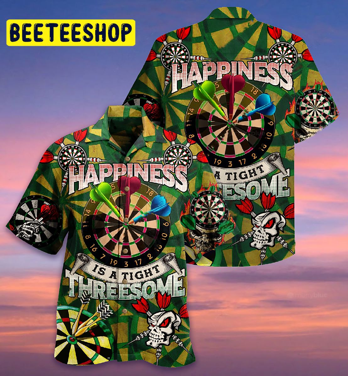 Darts Happiness Is A Tight Threesome Trending Hawaiian Shirt-1