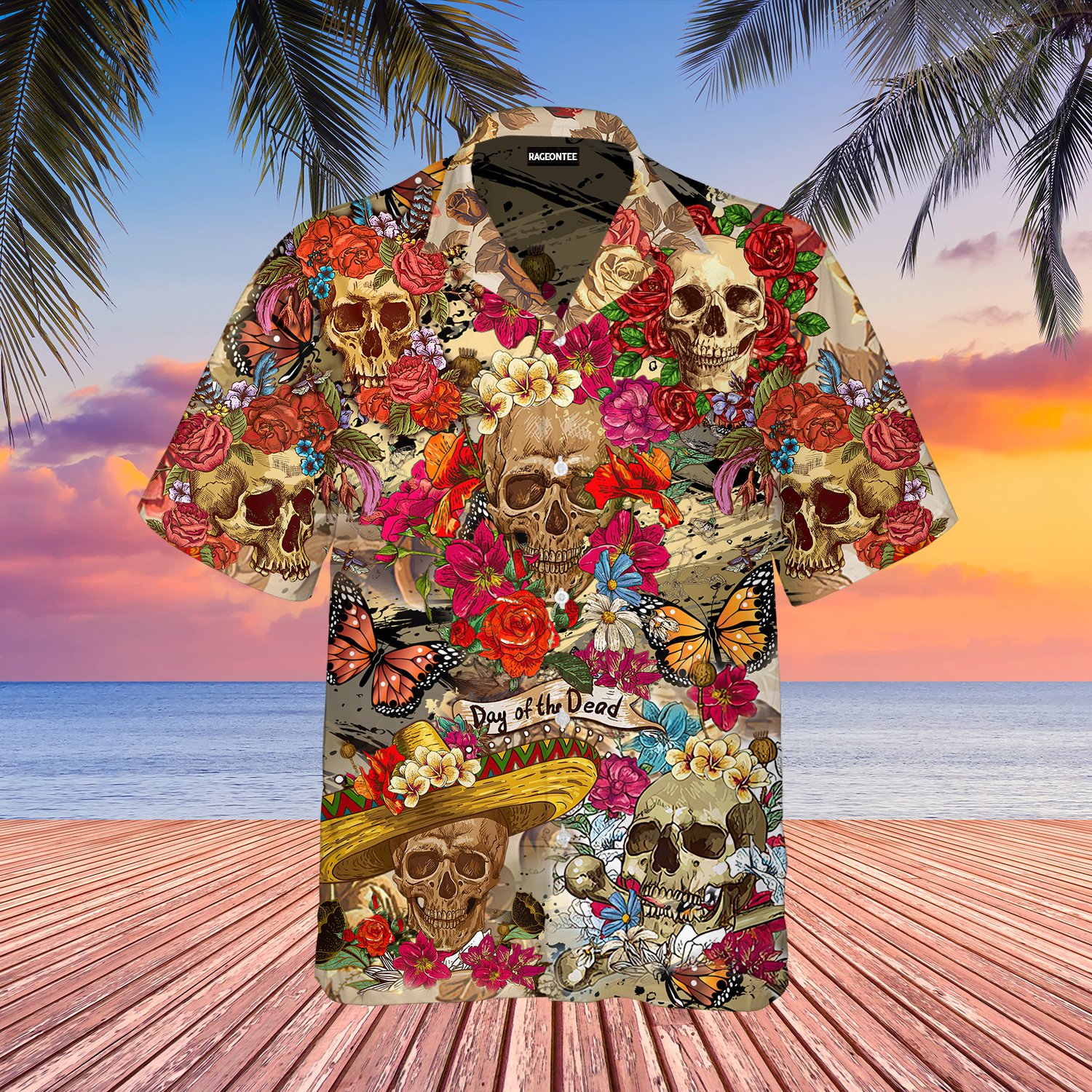 Day Of Dead Skull Rose Hawaiian Shirt For Men Women Adult