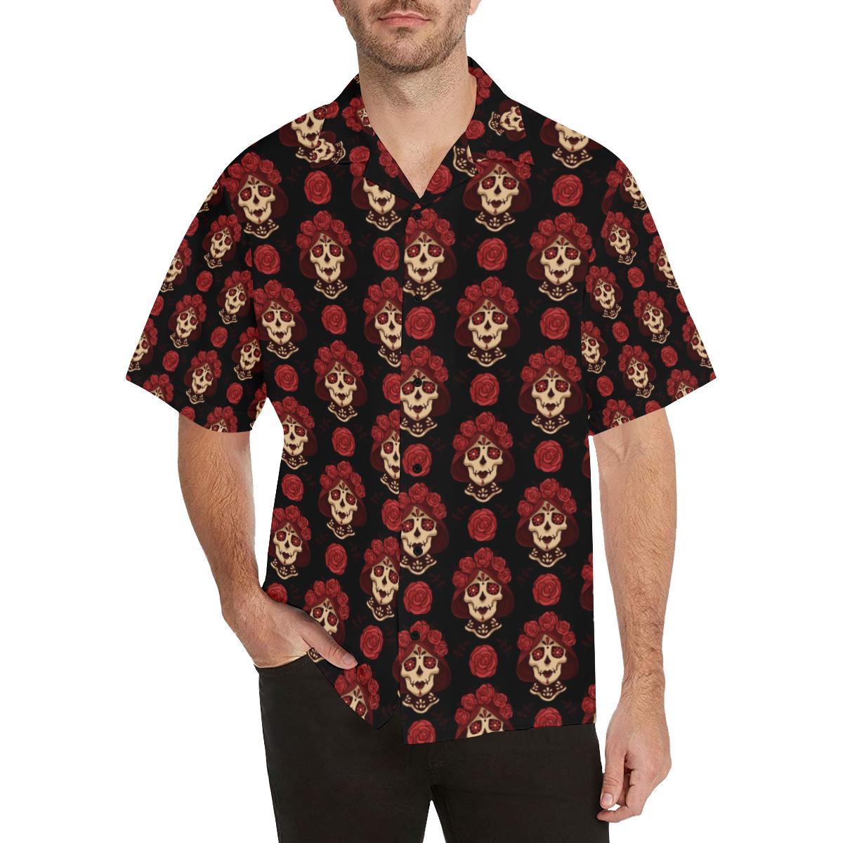 Day Of The Dead Skull Girl Pattern Hawaiian Shirt