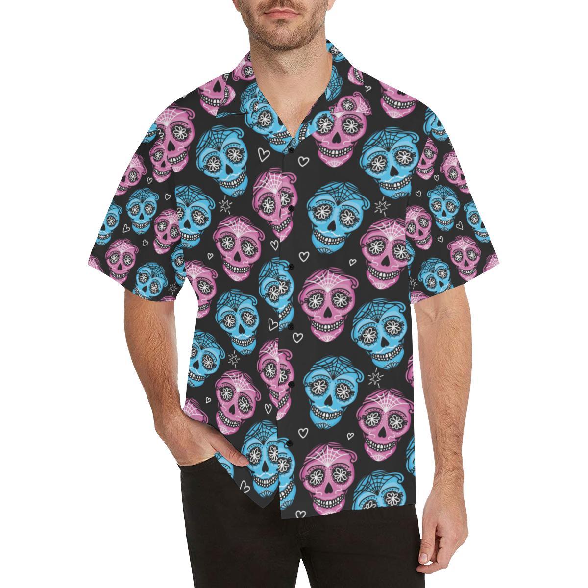 Day Of The Dead Skull Print Pattern Hawaiian Shirt-1