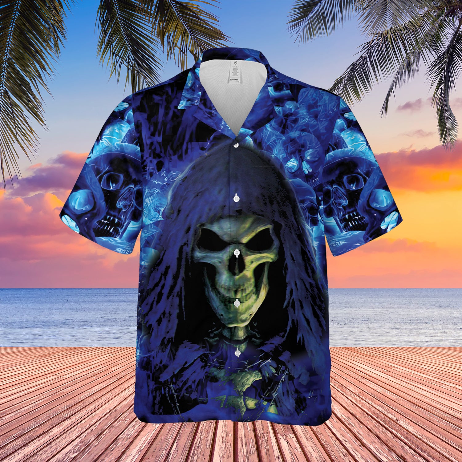 Death And Blue Skulls Hawaiian Shirt