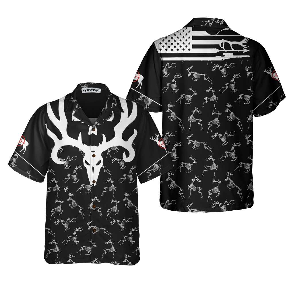 Deer Head Skull Bone America Hunting Hawaiian Shirt