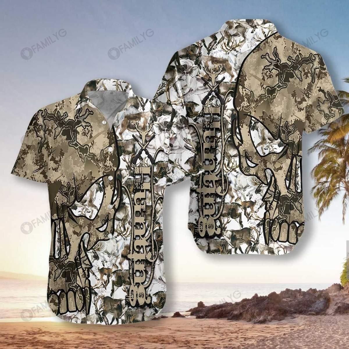 Deer Hunting Shirts – Hunting Skull Camo – Hunting Hawaiian Shirt