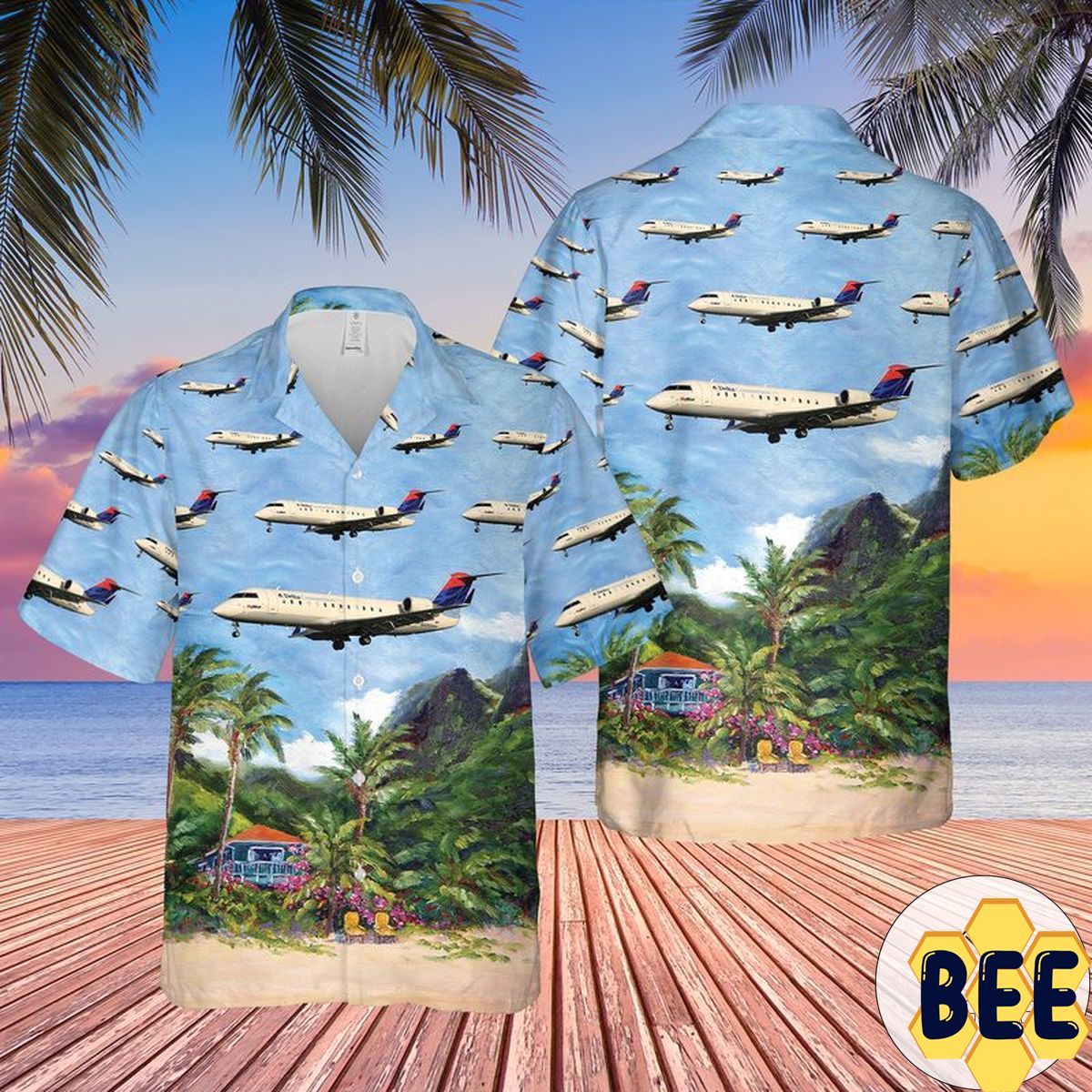 Delta Connection Skywest Airlines Bombardier Crj-100lr Trending Hawaiian Shirt-1