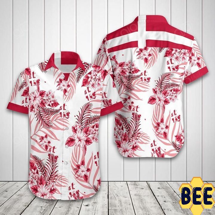 Denmark Flag Tropical Short Sleeve Trending Hawaiian Shirt-1