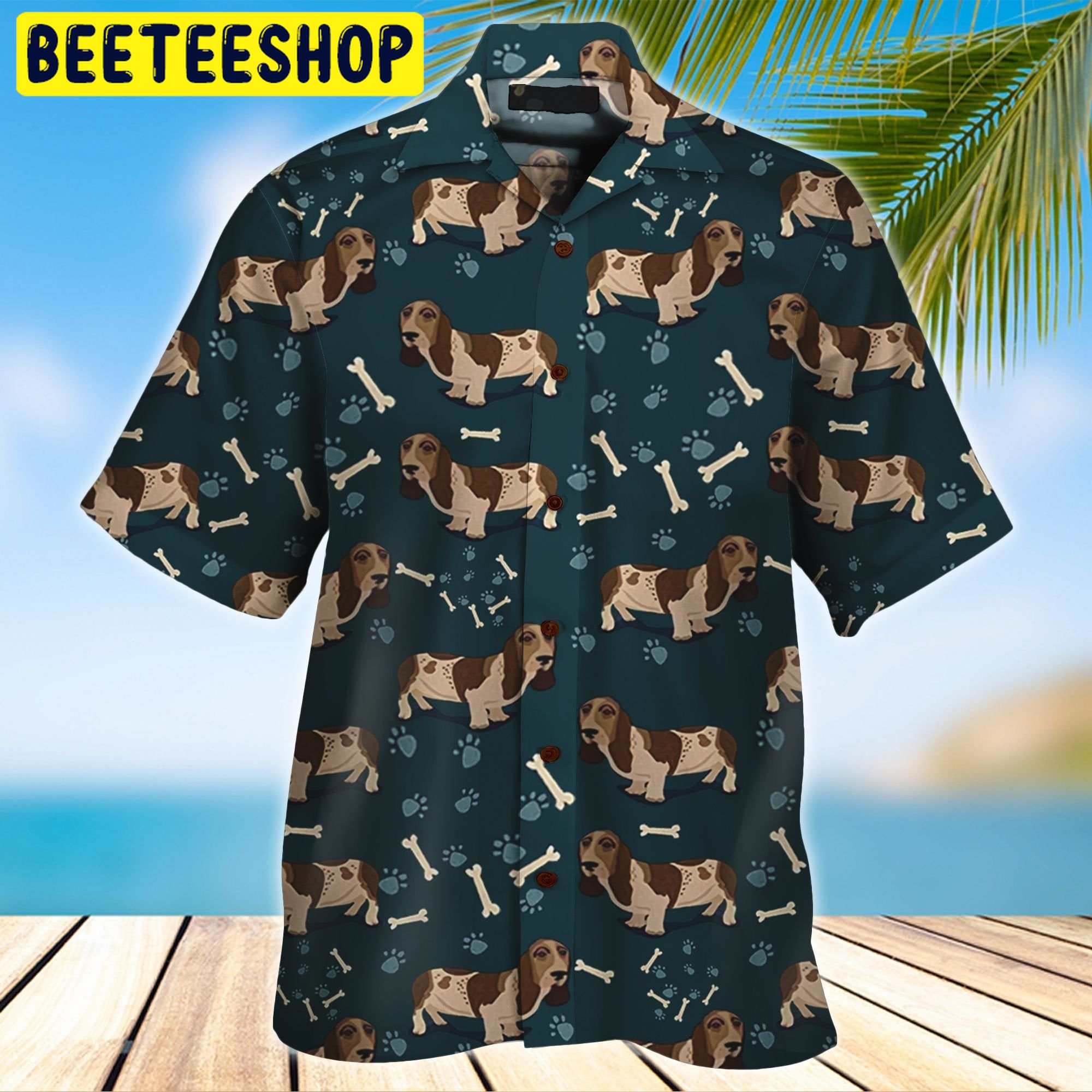 Design Basset Hound 3d All Over Printed Trending Hawaiian Shirt-1