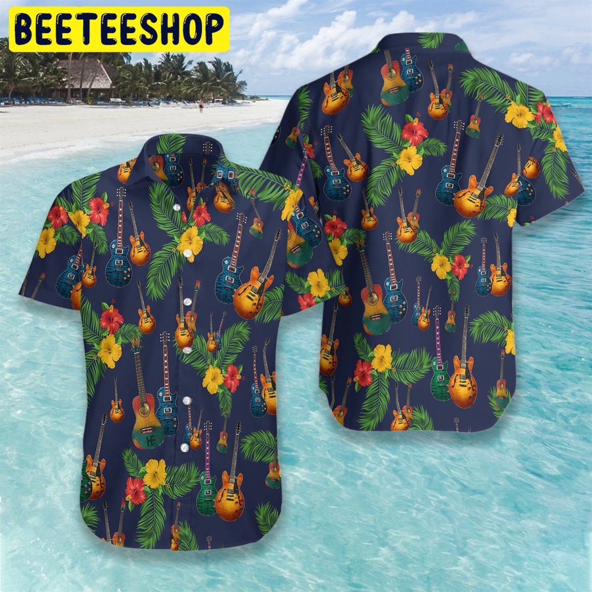 Design Guitar 3d All Over Printed Trending Hawaiian Shirt-1