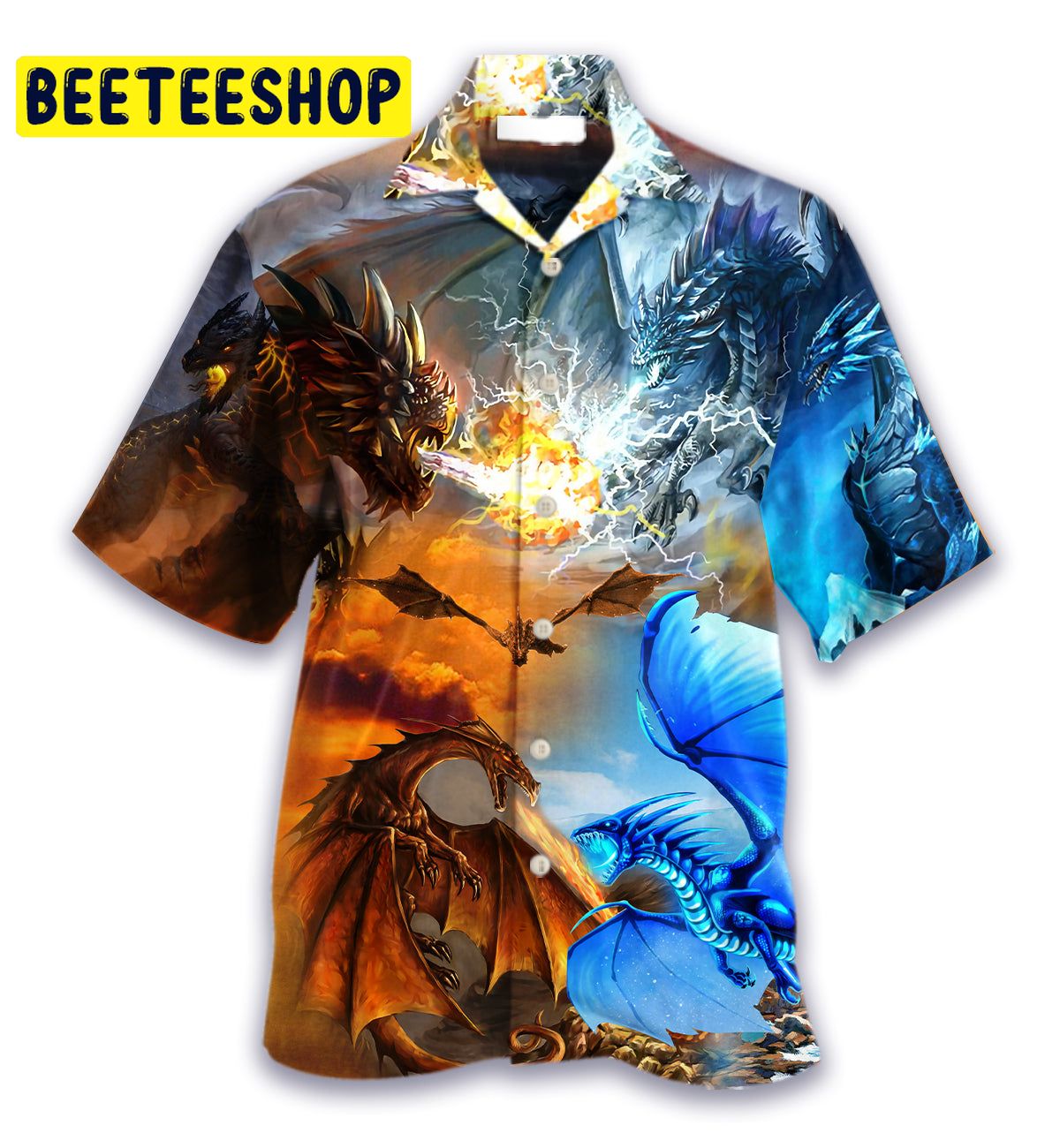 Digital Art Dragon Love Life Trending Hawaiian Shirt-1