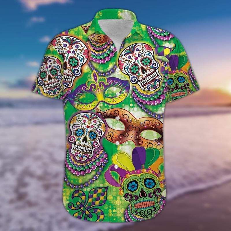 Discover Cool Amazing Sugar Skull Happy Mardi Gras 2021 Hawaiian Shirts