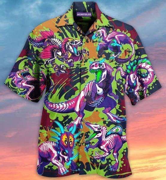 Discover Cool Dont Forget To Be Rawrsome Dinosaur Skull Hawaiian Shirt