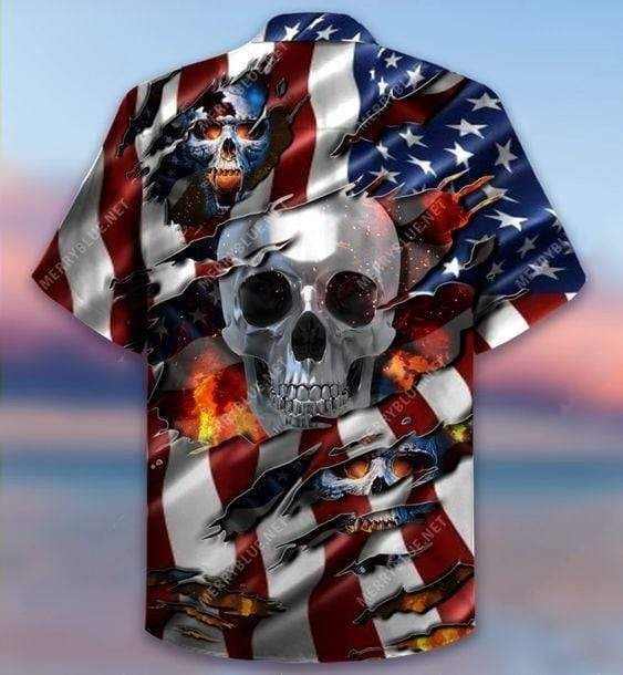 Discover Cool Hawaiian Aloha Shirts I Died For My Country Skull