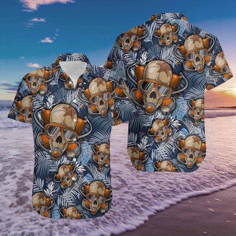 Discover Cool Hawaiian Aloha Shirts Skull Diving