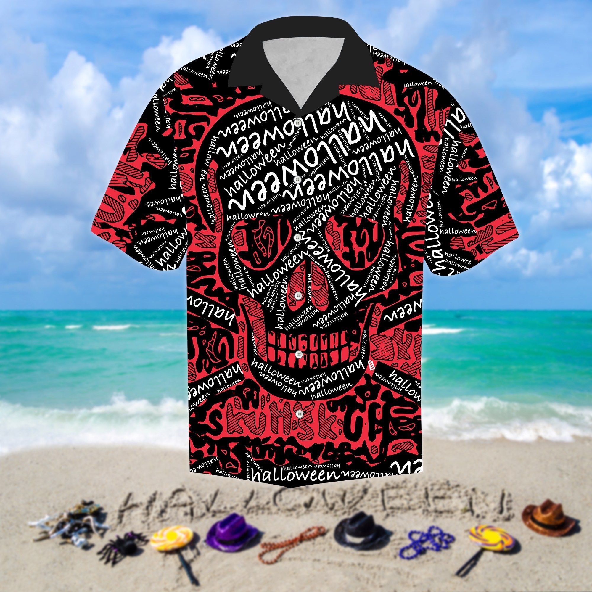 Discover Cool Skull Halloween Red Skull 3d All Over Hawaiian Shirt