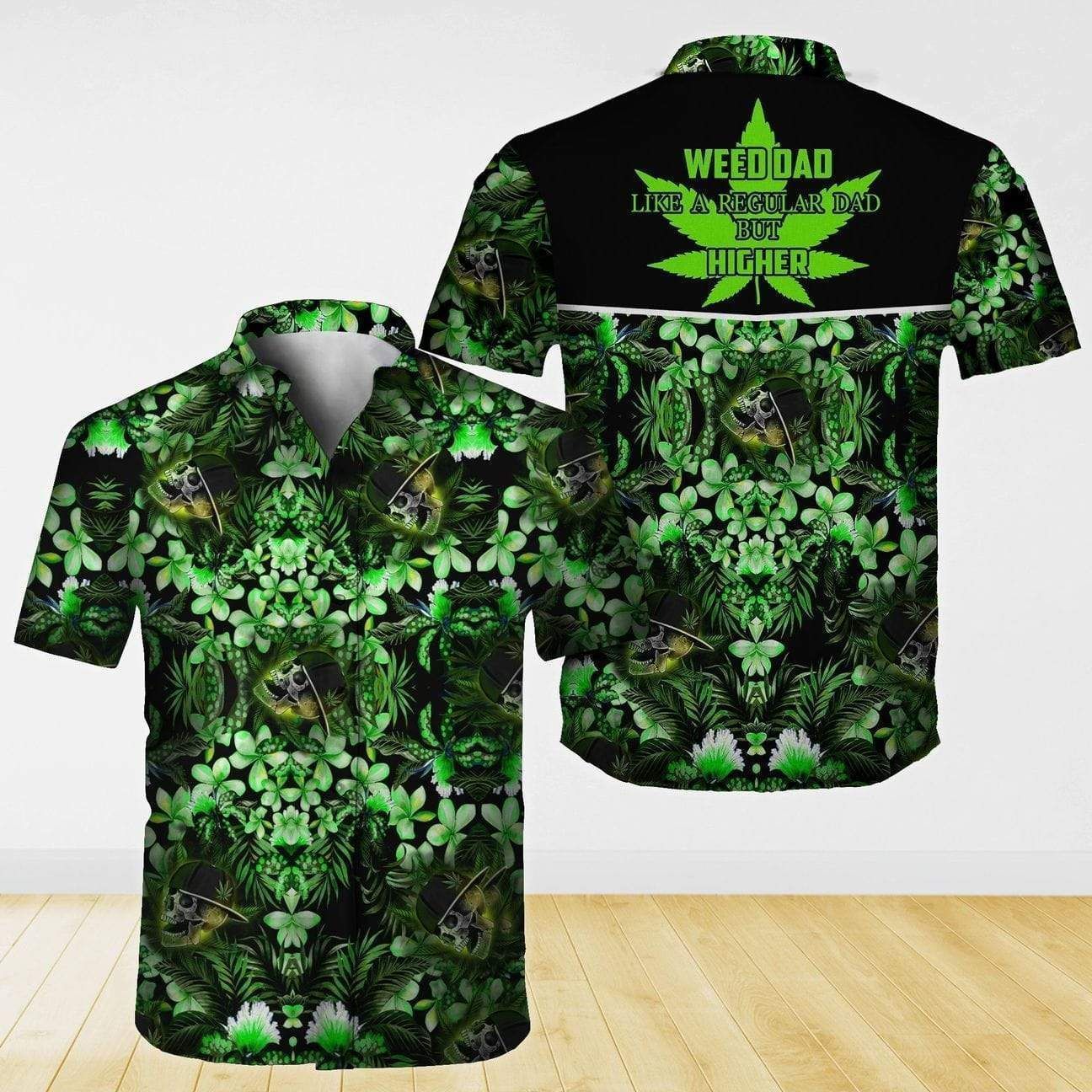 Discover Cool Stoner Dad Is So Cool Skull Weed Cannabis Hawaiian Shirt